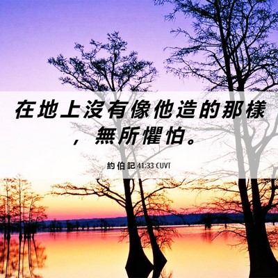 Picture 06 - 約 伯 記 41:33 CUVT - 在 地 上 沒 有 像 他 造 的 那 樣 ， - Bible Verse Picture