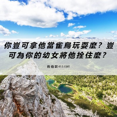 Picture 06 - 約 伯 記 41:5 CUVT - 你 豈 可 拿 他 當 雀 鳥 玩 耍 麼 ？ - Bible Verse Picture