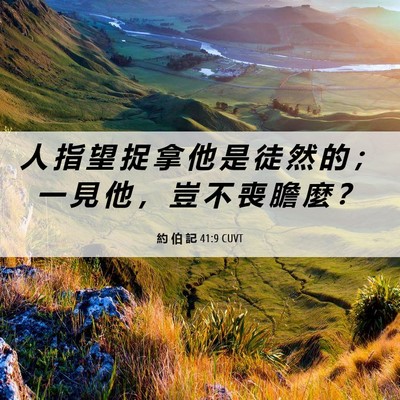 Picture 06 - 約 伯 記 41:9 CUVT - 人 指 望 捉 拿 他 是 徒 然 的 ； 一 - Bible Verse Picture