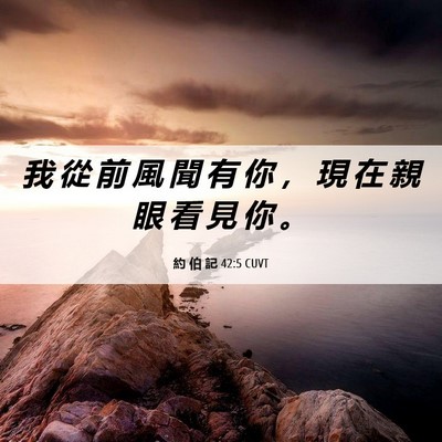 Picture 06 - 約 伯 記 42:5 CUVT - 我 從 前 風 聞 有 你 ， 現 在 親 眼 - Bible Verse Picture