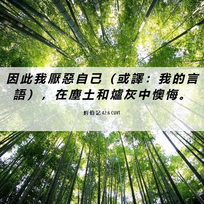 Picture 06 - 約 伯 記 42:6 CUVT - 因 此 我 厭 惡 自 己 （ 或 譯 ： 我 - Bible Verse Picture