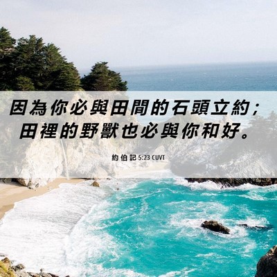 Picture 06 - 約 伯 記 5:23 CUVT - 因 為 你 必 與 田 間 的 石 頭 立 約 - Bible Verse Picture