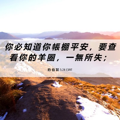 Picture 06 - 約 伯 記 5:24 CUVT - 你 必 知 道 你 帳 棚 平 安 ， 要 查 - Bible Verse Picture