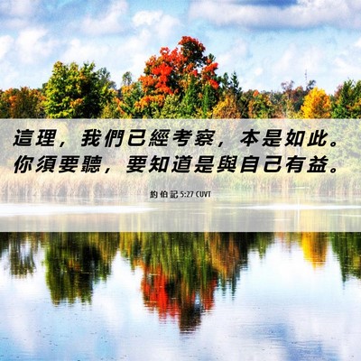 Picture 06 - 約 伯 記 5:27 CUVT - 這 理 ， 我 們 已 經 考 察 ， 本 是 - Bible Verse Picture