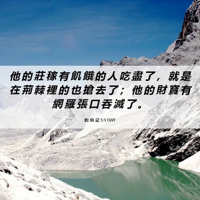 Picture 06 - 約 伯 記 5:5 CUVT - 他 的 莊 稼 有 飢 餓 的 人 吃 盡 了 - Bible Verse Picture