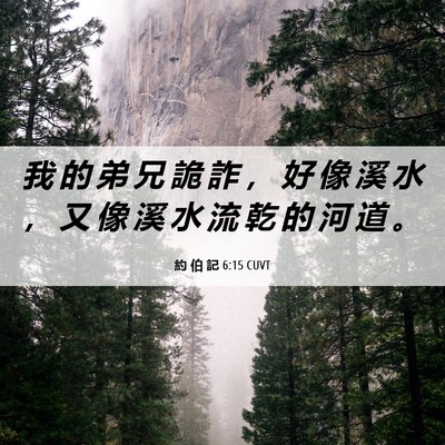 Picture 06 - 約 伯 記 6:15 CUVT - 我 的 弟 兄 詭 詐 ， 好 像 溪 水 ， - Bible Verse Picture