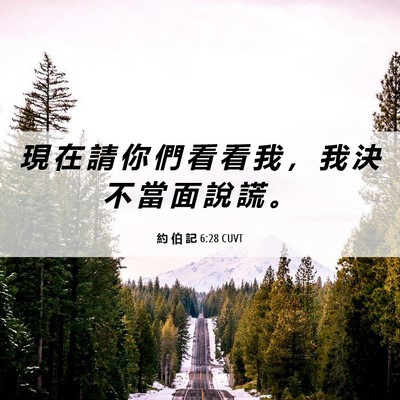 Picture 06 - 約 伯 記 6:28 CUVT - 現 在 請 你 們 看 看 我 ， 我 決 不 - Bible Verse Picture