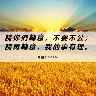 Picture 06 - 約 伯 記 6:29 CUVT - 請 你 們 轉 意 ， 不 要 不 公 ； 請 - Bible Verse Picture