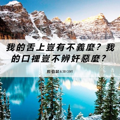 Picture 06 - 約 伯 記 6:30 CUVT - 我 的 舌 上 豈 有 不 義 麼 ？ 我 的 - Bible Verse Picture