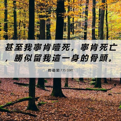 Picture 06 - 約 伯 記 7:15 CUVT - 甚 至 我 寧 肯 噎 死 ， 寧 肯 死 亡 - Bible Verse Picture