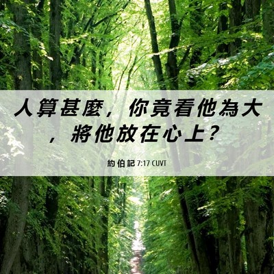 Picture 06 - 約 伯 記 7:17 CUVT - 人 算 甚 麼 ， 你 竟 看 他 為 大 ， - Bible Verse Picture