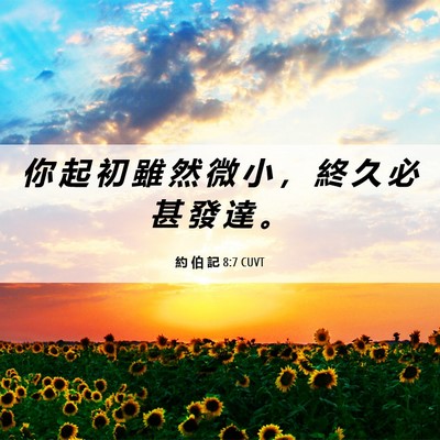 Picture 06 - 約 伯 記 8:7 CUVT - 你 起 初 雖 然 微 小 ， 終 久 必 甚 - Bible Verse Picture