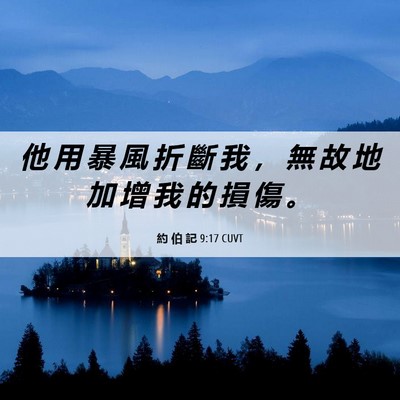 Picture 06 - 約 伯 記 9:17 CUVT - 他 用 暴 風 折 斷 我 ， 無 故 地 加 - Bible Verse Picture