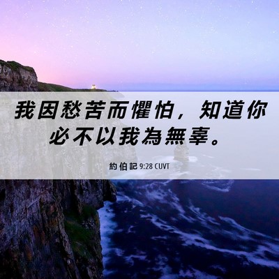 Picture 06 - 約 伯 記 9:28 CUVT - 我 因 愁 苦 而 懼 怕 ， 知 道 你 必 - Bible Verse Picture