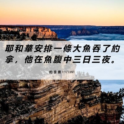 Picture 06 - 約 拿 書 1:17 CUVT - 耶 和 華 安 排 一 條 大 魚 吞 了 約 - Bible Verse Picture