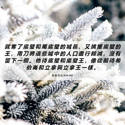 Picture 06 - 約 書 亞 記 10:39 CUVT - 就 奪 了 底 璧 和 屬 底 璧 的 城 邑 - Bible Verse Picture