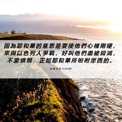 Picture 06 - 約 書 亞 記 11:20 CUVT - 因 為 耶 和 華 的 意 思 是 要 使 他 - Bible Verse Picture