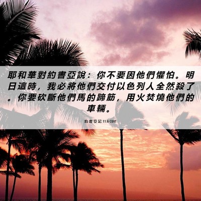 Picture 06 - 約 書 亞 記 11:6 CUVT - 耶 和 華 對 約 書 亞 說 ： 你 不 要 - Bible Verse Picture