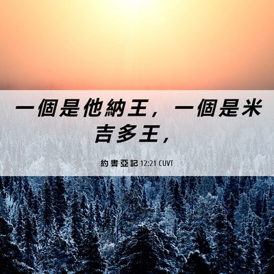 Picture 06 - 約 書 亞 記 12:21 CUVT - 一 個 是 他 納 王 ， 一 個 是 米 吉 - Bible Verse Picture