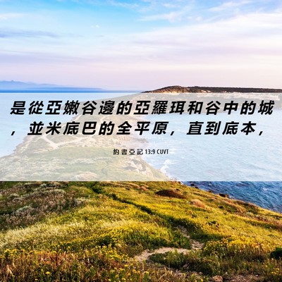 Picture 06 - 約 書 亞 記 13:9 CUVT - 是 從 亞 嫩 谷 邊 的 亞 羅 珥 和 谷 - Bible Verse Picture