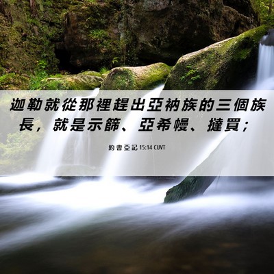 Picture 06 - 約 書 亞 記 15:14 CUVT - 迦 勒 就 從 那 裡 趕 出 亞 衲 族 的 - Bible Verse Picture