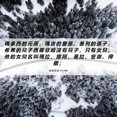 Picture 06 - 約 書 亞 記 17:3 CUVT - 瑪 拿 西 的 元 孫 ， 瑪 吉 的 曾 孫 - Bible Verse Picture