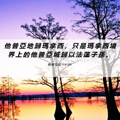 Picture 06 - 約 書 亞 記 17:8 CUVT - 他 普 亞 地 歸 瑪 拿 西 ， 只 是 瑪 - Bible Verse Picture