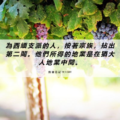 Picture 06 - 約 書 亞 記 19:1 CUVT - 為 西 緬 支 派 的 人 ， 按 著 宗 族 - Bible Verse Picture