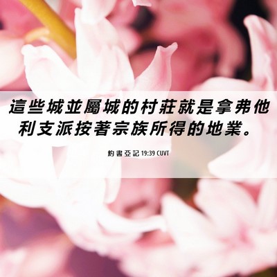 Picture 06 - 約 書 亞 記 19:39 CUVT - 這 些 城 並 屬 城 的 村 莊 就 是 拿 - Bible Verse Picture