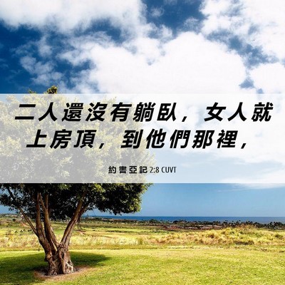 Picture 06 - 約 書 亞 記 2:8 CUVT - 二 人 還 沒 有 躺 臥 ， 女 人 就 上 - Bible Verse Picture