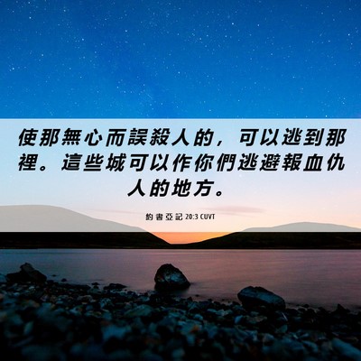 Picture 06 - 約 書 亞 記 20:3 CUVT - 使 那 無 心 而 誤 殺 人 的 ， 可 以 - Bible Verse Picture