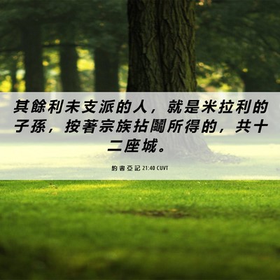 Picture 06 - 約 書 亞 記 21:40 CUVT - 其 餘 利 未 支 派 的 人 ， 就 是 米 - Bible Verse Picture