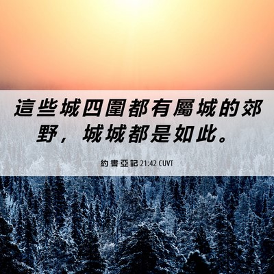 Picture 06 - 約 書 亞 記 21:42 CUVT - 這 些 城 四 圍 都 有 屬 城 的 郊 野 - Bible Verse Picture
