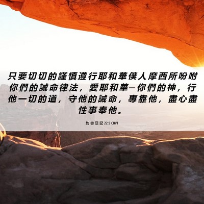 Picture 06 - 約 書 亞 記 22:5 CUVT - 只 要 切 切 的 謹 慎 遵 行 耶 和 華 - Bible Verse Picture