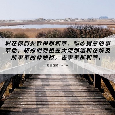 Picture 06 - 約 書 亞 記 24:14 CUVT - 現 在 你 們 要 敬 畏 耶 和 華 ， 誠 - Bible Verse Picture