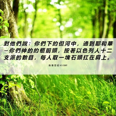 Picture 06 - 約 書 亞 記 4:5 CUVT - 對 他 們 說 ： 你 們 下 約 但 河 中 - Bible Verse Picture