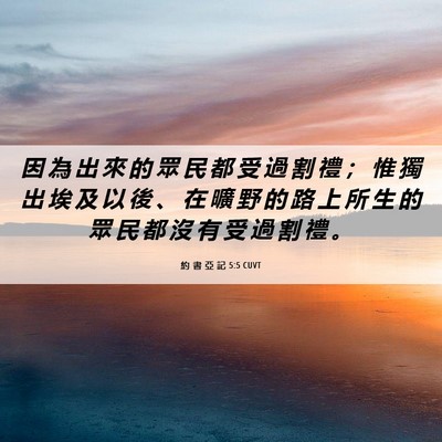 Picture 06 - 約 書 亞 記 5:5 CUVT - 因 為 出 來 的 眾 民 都 受 過 割 禮 - Bible Verse Picture