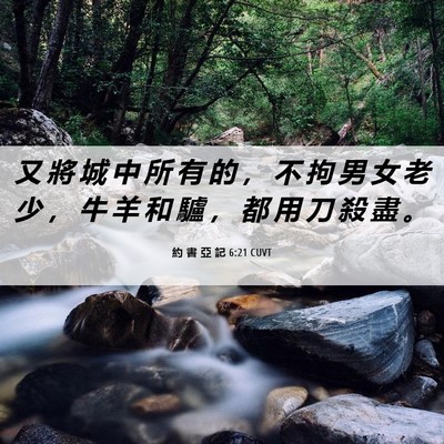Picture 06 - 約 書 亞 記 6:21 CUVT - 又 將 城 中 所 有 的 ， 不 拘 男 女 - Bible Verse Picture