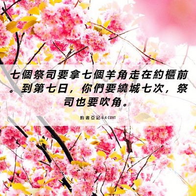 Picture 06 - 約 書 亞 記 6:4 CUVT - 七 個 祭 司 要 拿 七 個 羊 角 走 在 - Bible Verse Picture