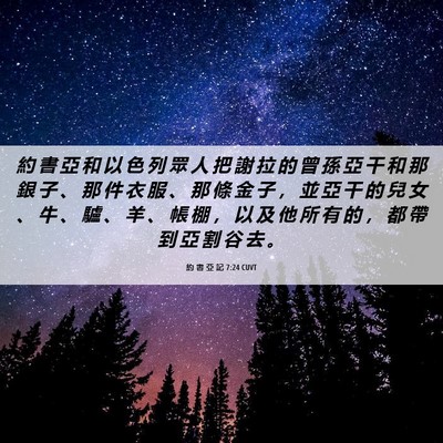 Picture 06 - 約 書 亞 記 7:24 CUVT - 約 書 亞 和 以 色 列 眾 人 把 謝 拉 - Bible Verse Picture