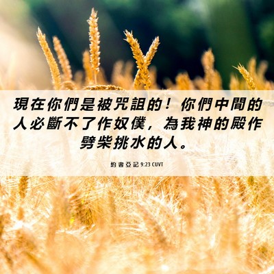 Picture 06 - 約 書 亞 記 9:23 CUVT - 現 在 你 們 是 被 咒 詛 的 ！ 你 們 - Bible Verse Picture
