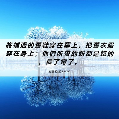 Picture 06 - 約 書 亞 記 9:5 CUVT - 將 補 過 的 舊 鞋 穿 在 腳 上 ， 把 - Bible Verse Picture