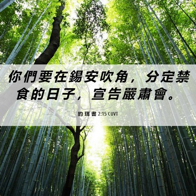 Picture 06 - 約 珥 書 2:15 CUVT - 你 們 要 在 錫 安 吹 角 ， 分 定 禁 - Bible Verse Picture