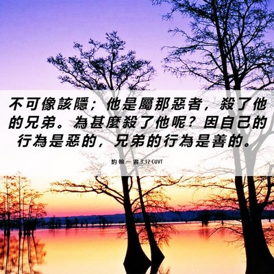 Picture 06 - 約 翰 一 書 3:12 CUVT - 不 可 像 該 隱 ； 他 是 屬 那 惡 者 - Bible Verse Picture