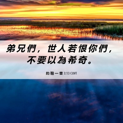 Picture 06 - 約 翰 一 書 3:13 CUVT - 弟 兄 們 ， 世 人 若 恨 你 們 ， 不 - Bible Verse Picture