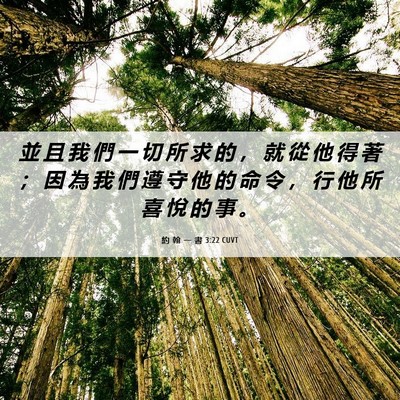 Picture 06 - 約 翰 一 書 3:22 CUVT - 並 且 我 們 一 切 所 求 的 ， 就 從 - Bible Verse Picture