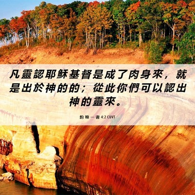 Picture 06 - 約 翰 一 書 4:2 CUVT - 凡 靈 認 耶 穌 基 督 是 成 了 肉 身 - Bible Verse Picture