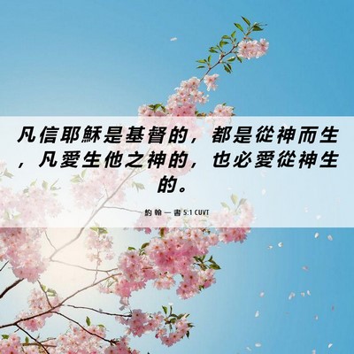 Picture 06 - 約 翰 一 書 5:1 CUVT - 凡 信 耶 穌 是 基 督 的 ， 都 是 從 - Bible Verse Picture