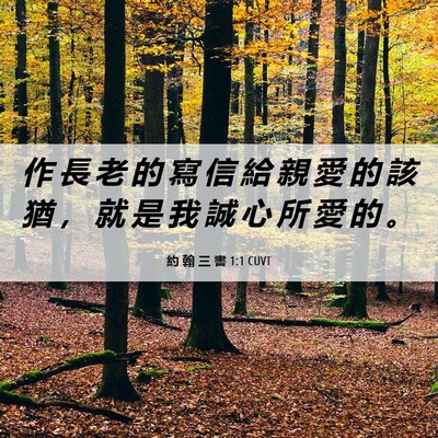 Picture 06 - 約 翰 三 書 1:1 CUVT - 作 長 老 的 寫 信 給 親 愛 的 該 猶 - Bible Verse Picture