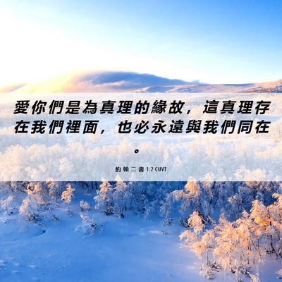 Picture 06 - 約 翰 二 書 1:2 CUVT - 愛 你 們 是 為 真 理 的 緣 故 ， 這 - Bible Verse Picture